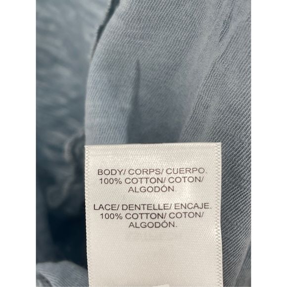 Lucky Brand Blouson Top Women's Size XS Blue Boho Crop Deep V Neck New - Picture 9 of 13